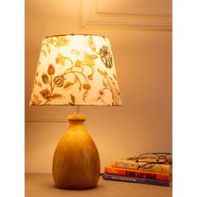 Green Girgit Big Dome Wooden Table Lamp with Multi-Color Taper White Lamp Shade
