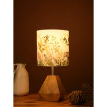 Green Girgit Wooden Diamond Shaped Lamp with Multi-Color Jungle Shade