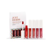 Just Herbs Matte Liquid Lipstick Set of 5 with Sweet Almond Oil (Deeps & Reds)