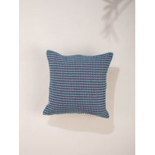 Freedom Tree Code Shadow Plum Blue Woven Recycled Cotton Cushion Cover (18 x 18 Inches)