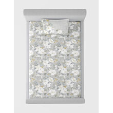 SANSAAR A D'DECOR BRAND LIVE CONSCIOUSLY Carnation Grey Bedsheet with 1 Pillow Cover (Single)