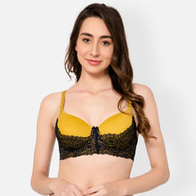 Clovia Powernet Solid Padded Full Cup Underwired Everyday Bra - Dark Yellow