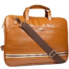Man Arden "The Basky Brown" PVC Leather Single Tone Shoulder Messenger Laptop Bag - Textured Brown