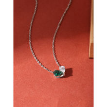 925 Silver Green Emerald Toi Et Moi Necklace For Women & Girls