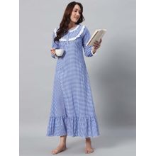 SEPHANI Blue Checks Regular Nightdress