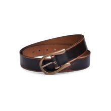 Belwaba Genuine Leather Chocolate Brown Mens Belt With Antique Brass Finished Buckle