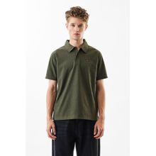 Snitch Men Green Polyester Blend Regular Fit Polo T-Shirt