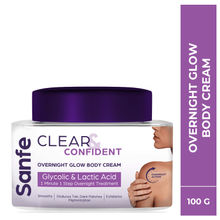 Sanfe Clear & Confident Overnight Glow Body Cream, Reduce Dark Patches, 11% AHA & 6% Glycolic Acid