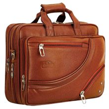 Leather World 15.6 inch Brown Laptop Expandable Messenger Shoulder Office Bag (M)