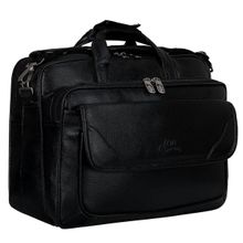 Leather World 15.6 inch Black Laptop Expandable Messenger Shoulder Office Bag (M)