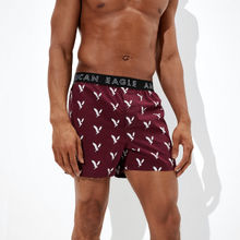 American Eagle Men Burgundy Eagle Stretch Boxer Short Maroon