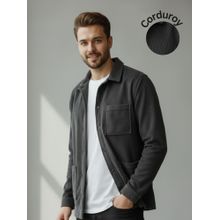 RIGO Men Grey Textured Corduroy Oversized Jacket