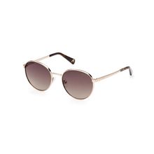 GUESS Brown Gradient Lens Round Sunglass Shiny Light Gold Frame with 100% UV Protection