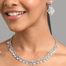 Fida Wedding Luxurious Rhodium-Plated Rainbow American Diamond Jewellery Set for Women(Free Size)