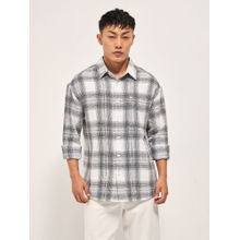 THE BEAR HOUSE Men's Relaxed Fit White Cotton Casual Shirt