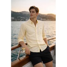 Louis Philippe Mens Soft Feel Over Dyed Solid Yellow Slim fit Casual Shirt