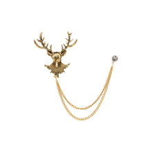 The Tie Hub Men Gold Deer Head Chain Lapel pin