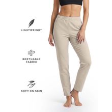 Tego Beige Elastomultiester Solid Women Trackpant