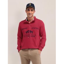 U.S. POLO ASSN. Solid Red Full Sleeves Sweatshirt