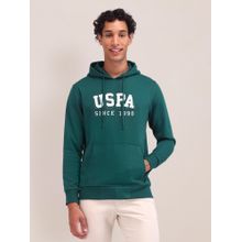 U.S. POLO ASSN. Solid Green Full Sleeves Hoodie