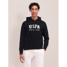 U.S. POLO ASSN. Solid Black Full Sleeves Hoodie
