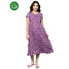Inner Sense Organic Cotton Maxi Length Maternity Dress with Short Sleeves Purple