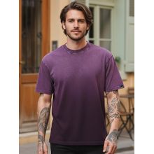 Bewakoof Men's Plum Purple Oversized Ombre Acid Wash T-shirt