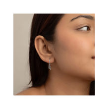 RACHIVA 925 Silver Leaf Branch Cz Hoop Earrings for Women