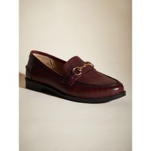 Peach Flores Women Bordo Leather Loafers
