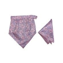 The Tie Hub Pink Microfiber Printed Design Velcro Cravat and Pocket Square Set for Men