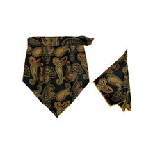 The Tie Hub Black and Green Velcro Cravat and Pocket Square Set for Men
