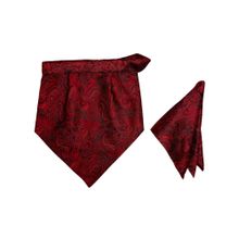 The Tie Hub Burgundy Microfiber Printed Design Velcro Cravat and Pocket Square Set for Men
