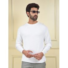 CRIMSOUNE CLUB Men's White Jacquard Sweater