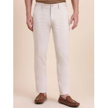 JadeBlue Men Cream Cotton Lycra Slim Pant