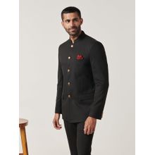 MR BUTTON Black Slim Fit Bandhgala