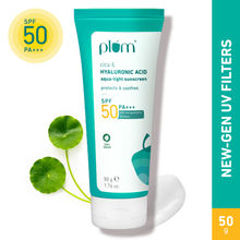 Plum Cica & Hyaluronic Aqua-Light SPF Sunscreen 50 PA+++, For Oily, Normal & DrySkin,SoothesSkin