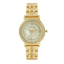 Joker & Witch Moonlight All Gold Dial Rhinestone Metallic Link Strap Analog Womens Watch