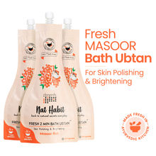 Nat Habit Fresh Bath Ubtan, Masoor Body Scrub, Skin Polishing & Brightening with Pulses, Milk & Curd