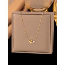 Designs & You Gold Plated Anti Tarnish Stainless Steel Floral Themed Pendant