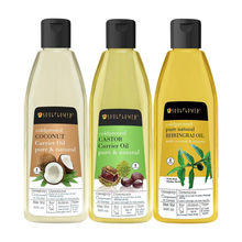 Soulflower Hair Oil Combos (Castor+Coconut+Bhringraj Oil) For Hairfall