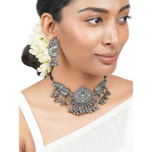Teejh Aarthi Silver Oxidised Necklace Set