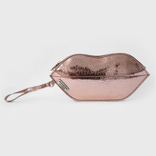 Modern Myth Pebbled Rosegold Lips Shaped Makeup Pouch