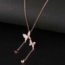 Yellow Chimes Butterfly Shaped Rose Gold-Tone Pendant