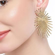 Fabula Jewellery Gold Tone Floral Motif Retro Vintage Style Large Statement Fashion Drop Earrings