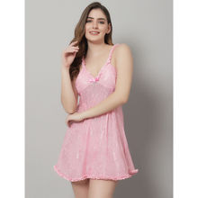 Shararat Womens Lace Above Knee Baby Doll Dress - Pink (Set of 2)