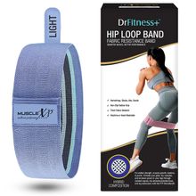 MuscleXP Drfitness+ Hip Loop Fabric Resistance Band, Hip Loop Band, Blue (Light) 17-inches
