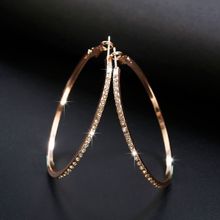 OOMPH Jewellery Rose Gold Tone Large Crystal Studded Party Hoop Earrings For Women & Girls