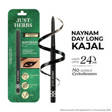 Just Herbs Naynam Day - Long Kohl Kajal - Sweet Almond Oil & Vitamin E - Smudgeproof & Transferproof