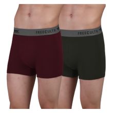 FREECULTR Men's Anti-Microbial Air-Soft Micromodal Underwear Trunk, Pack of 2 - Multi-Color