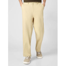 Urbano Fashion Light Beige Loose Baggy Fit Solid Non Stretchable Chino Trouser